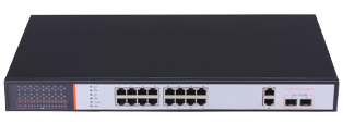 16 Port 10/100 Mbps with PoE + 2 Gigabit Uplink/DVR Port Ethernet Switch